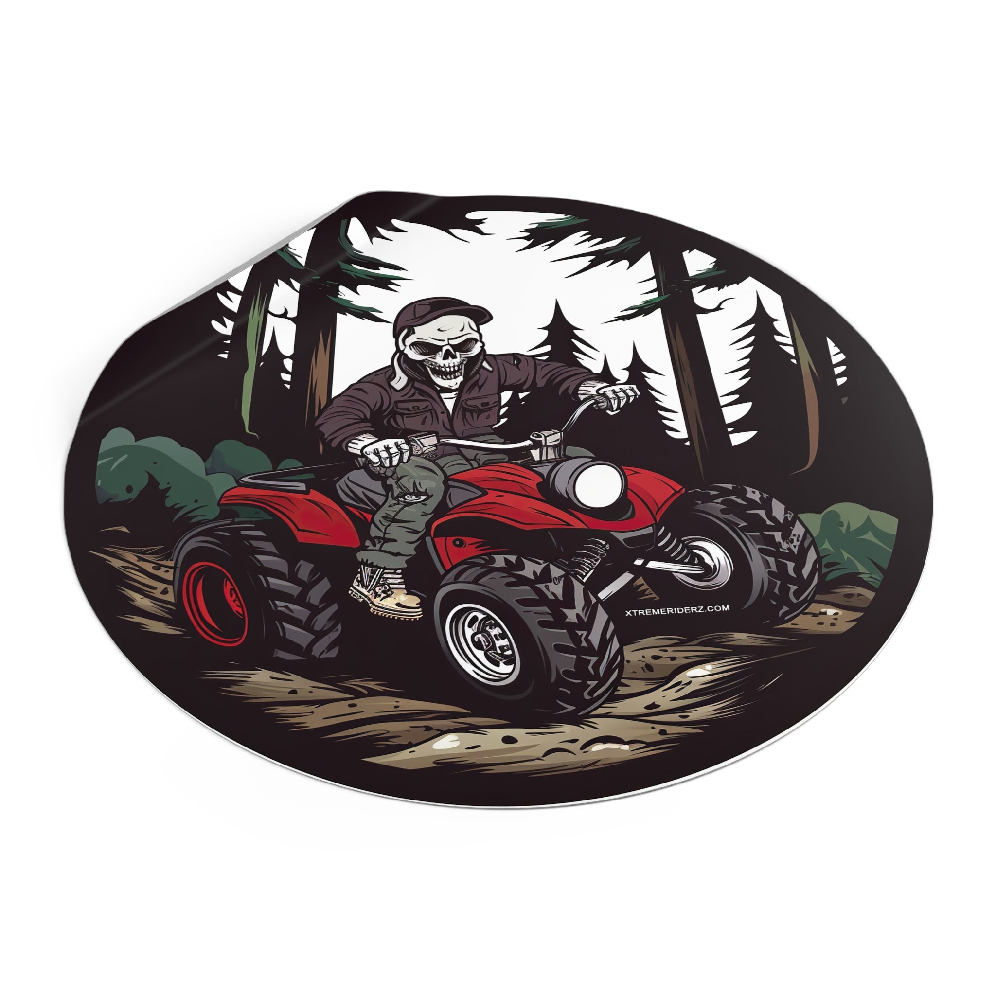 Skeleton on ATV- Xtreme Riderz- Round Vinyl Stickers
